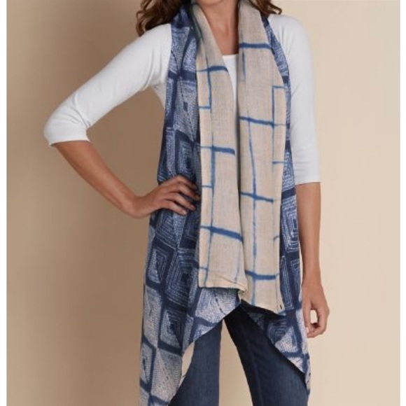 Soft Surroundings Jackets & Blazers - New Soft Surroundings indigo desert gauze linen vest reversible